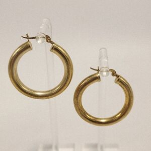 CHARY Small Hoop Earings 18k Goldplated Sterling Silver 0.7" Diameter New